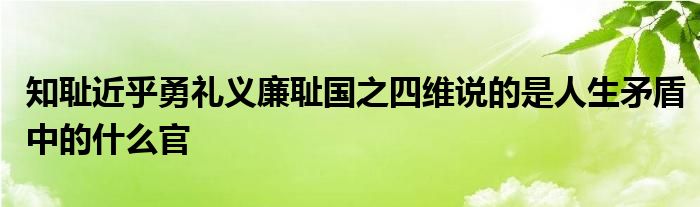 知耻近乎勇礼义廉耻国之四维说的是人生矛盾中的什么官