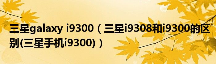 三星galaxy i9300(三星i9308和i9300的区别(三星手机i9300))
