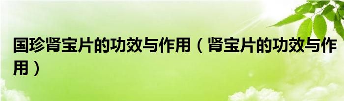 国珍肾宝片的功效与作用（肾宝片的功效与作用）