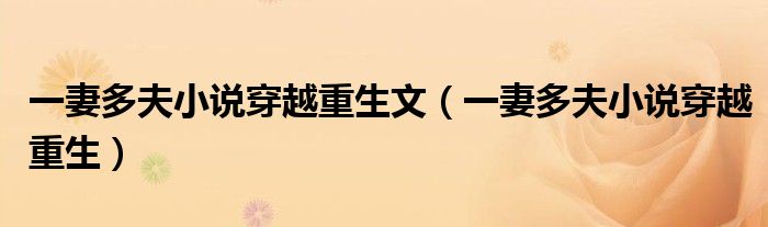 一妻多夫小说穿越重生文（一妻多夫小说穿越重生）