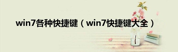 win7各种快捷键(win7快捷键大全)