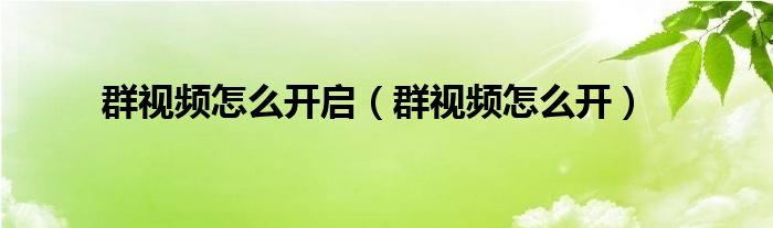 群视频怎么开启(群视频怎么开)