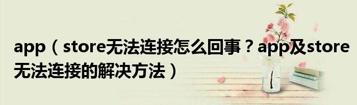 app(store无法连接怎么回事?app及store无法连接的解决方法)