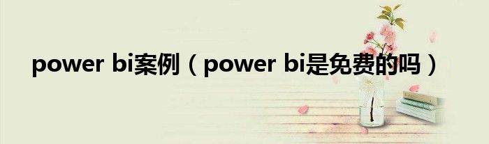 power bi案例（power bi是免费的吗）