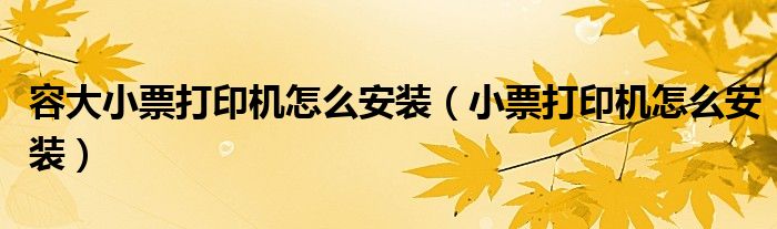 容大小票打印机怎么安装（小票打印机怎么安装）