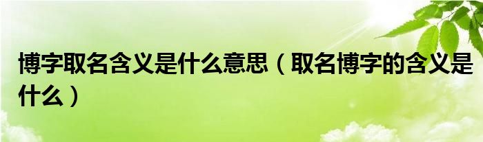博字取名含义是什么意思（取名博字的含义是什么）