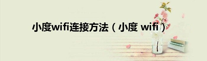 小度wifi连接方法（小度 wifi）
