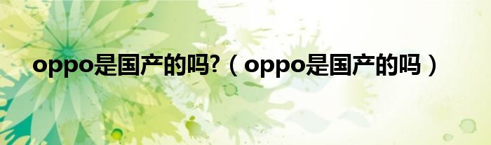 oppo是国产的吗?(oppo是国产的吗)