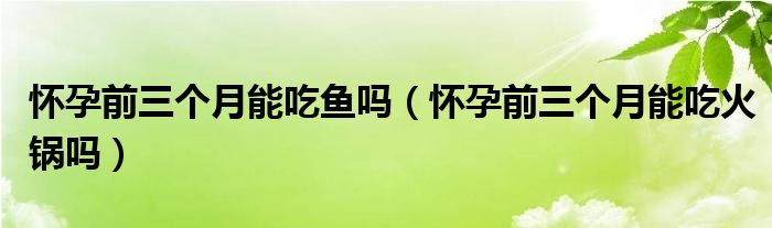 怀孕前三个月能吃鱼吗（怀孕前三个月能吃火锅吗）