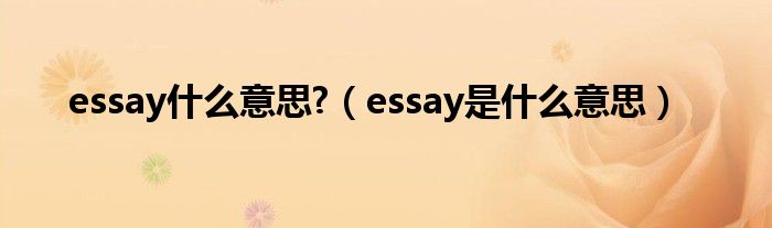 essay什么意思?（essay是什么意思）