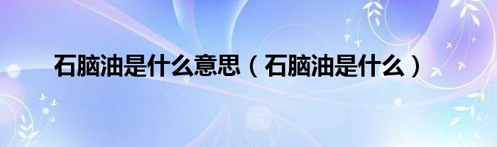 石脑油是什么意思（石脑油是什么）