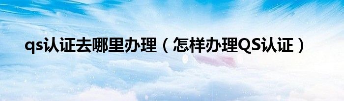 qs认证去哪里办理（怎样办理QS认证）