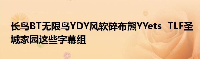 长鸟BT无限鸟YDY风软碎布熊YYets TLF圣城家园这些字幕组